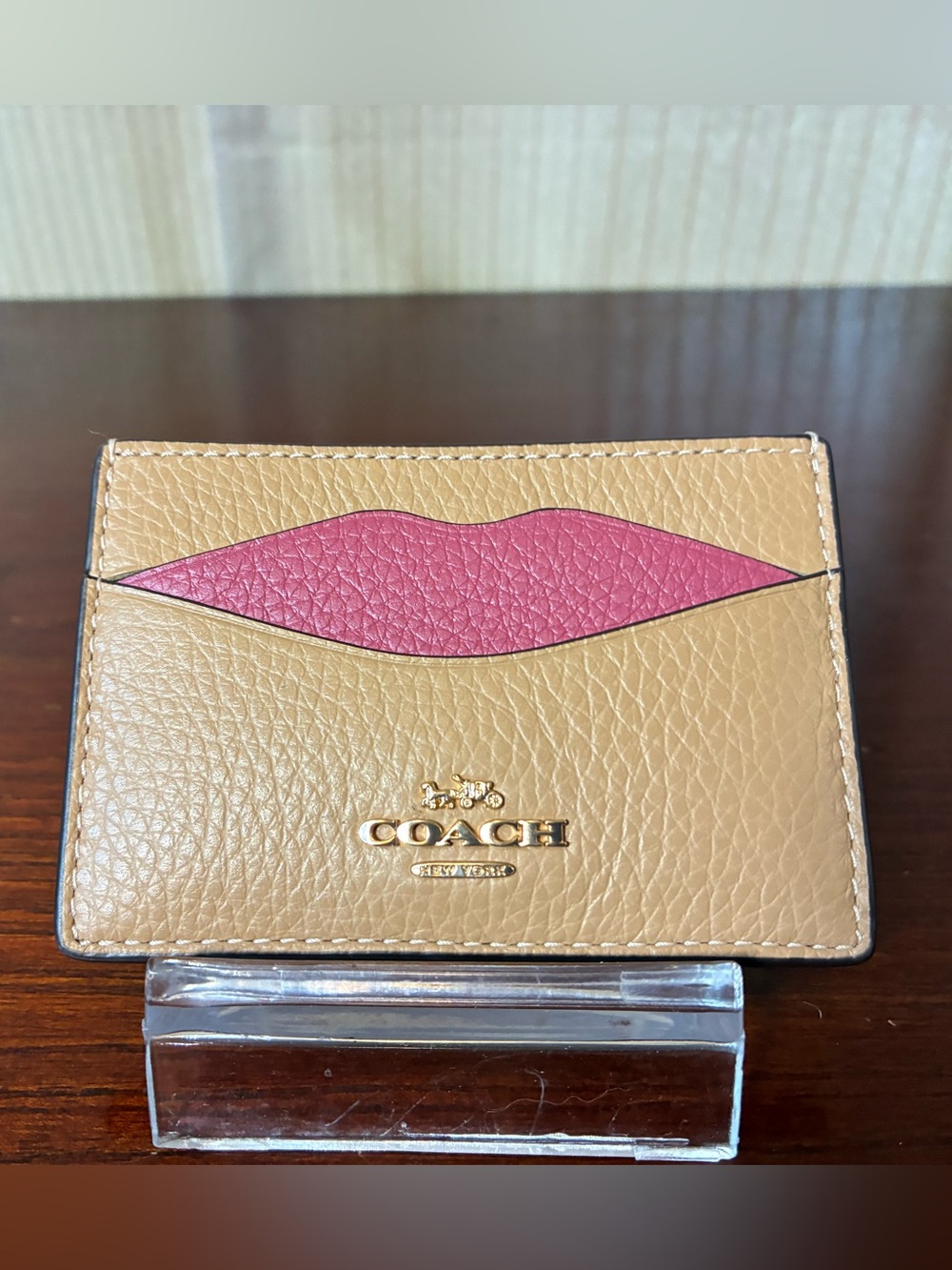 Coach Lip Tan Slim Card Case NWT